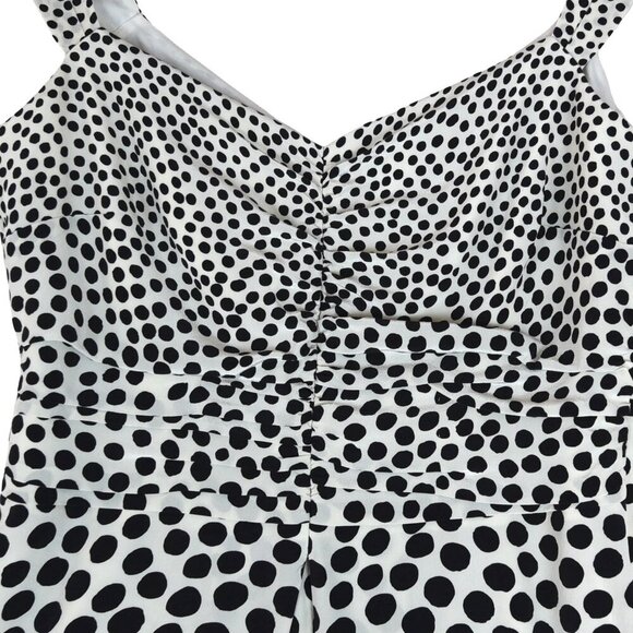 Ann Taylor Polka Dot Dress Size 6 Preppy Fit & Flare Ruched Bust Academia Twee - Picture 3 of 6